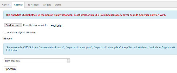 Personalisierung - Registerkarte Analytics