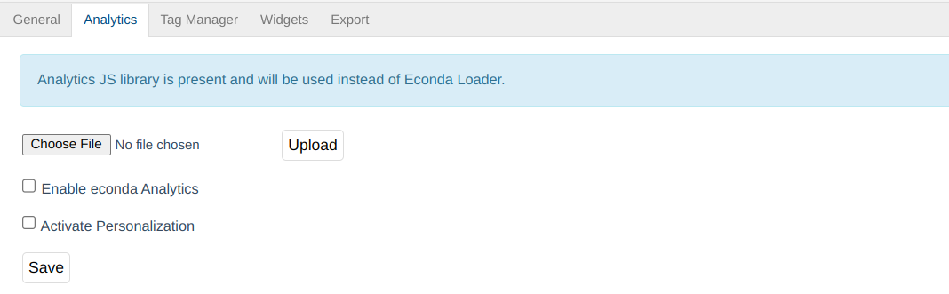 Using an econda Analytics JS library file