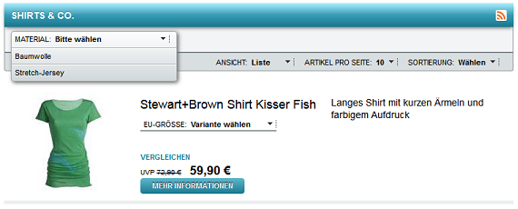 Attributfilter in der Kategorieansicht