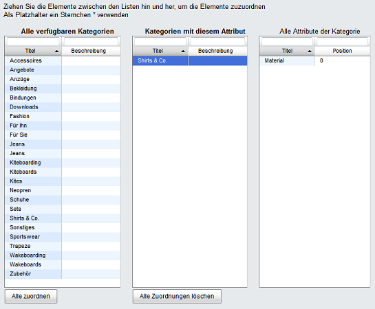 Attributfilter in der Kategorieansicht