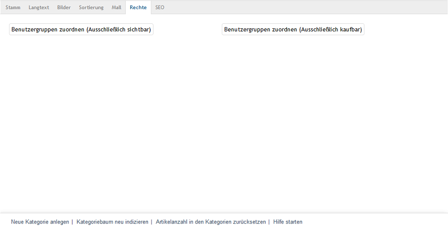 Kategorien - Registerkarte Rechte
