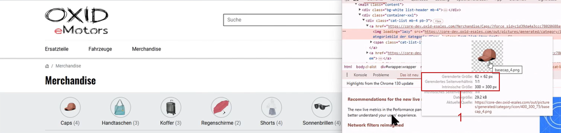 Gerenderte Bildgröße 62x62 Pixel im Stylesheet