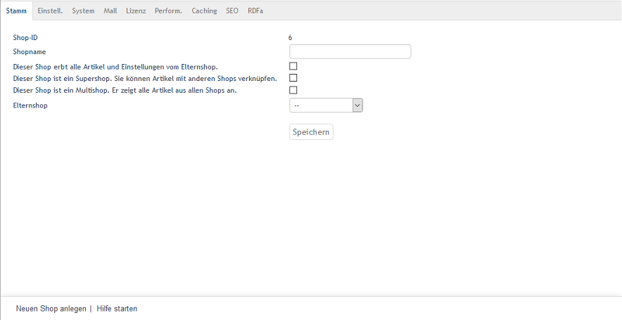 Neuen Shop anlegen