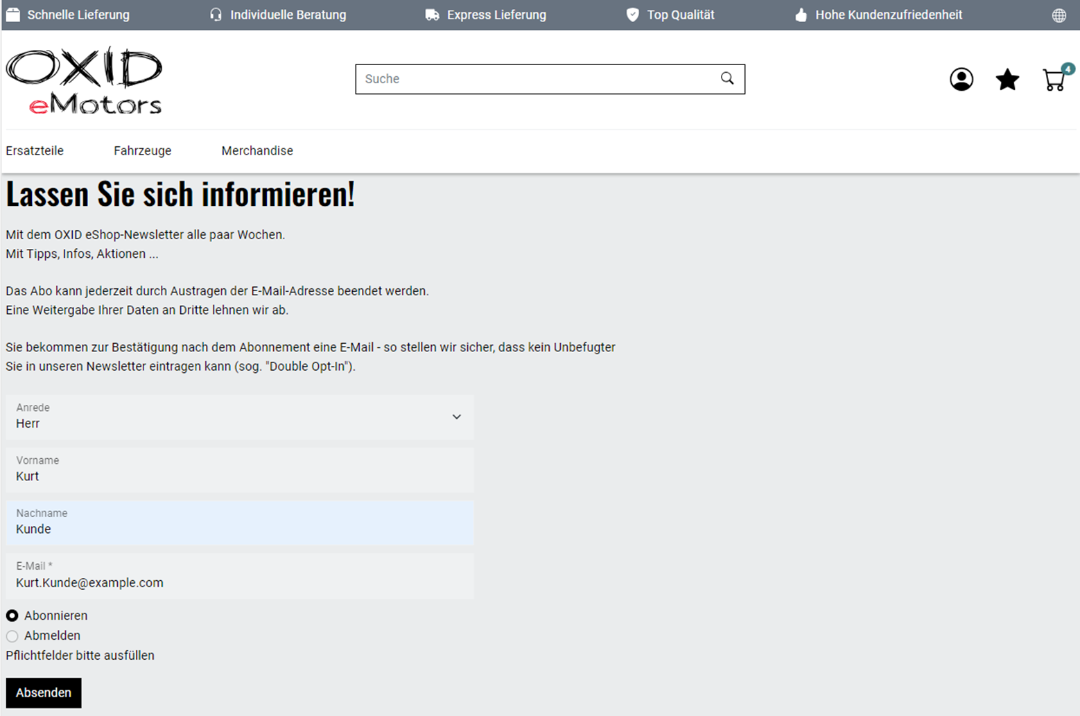 Newsletter-Formular bearbeiten