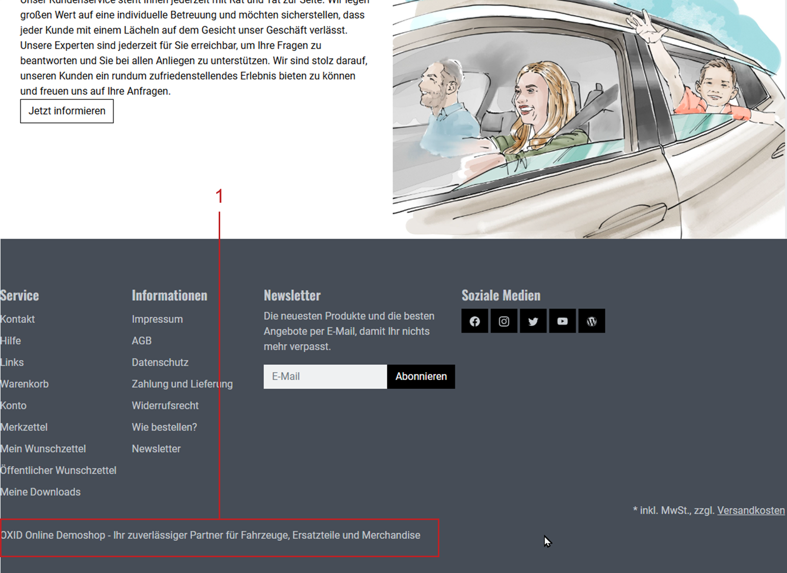 Footer im Frontend