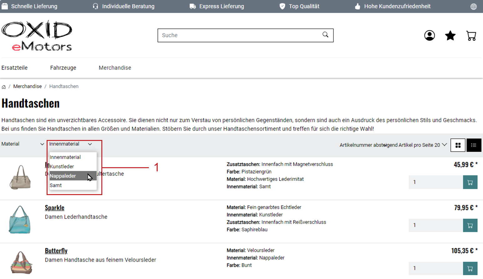 Artikel in der Kategorieansicht filtern