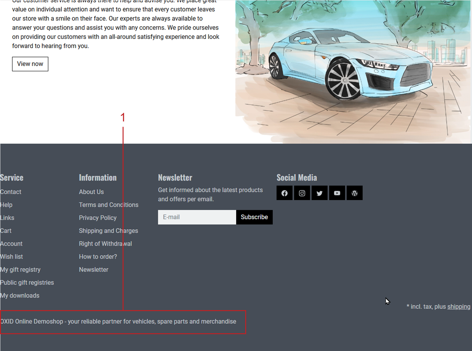 Footer in the frontend