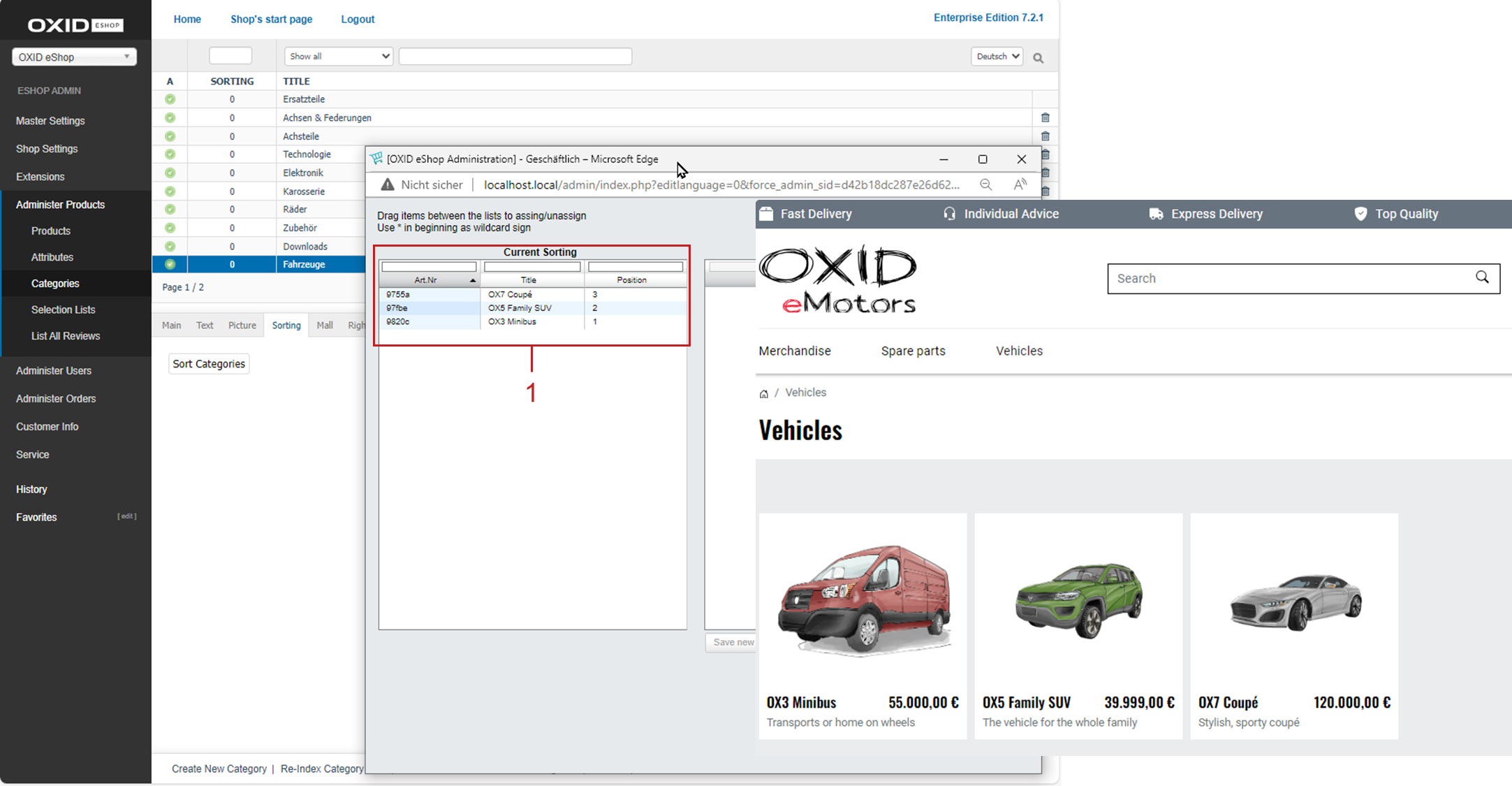 Manually defining the product order