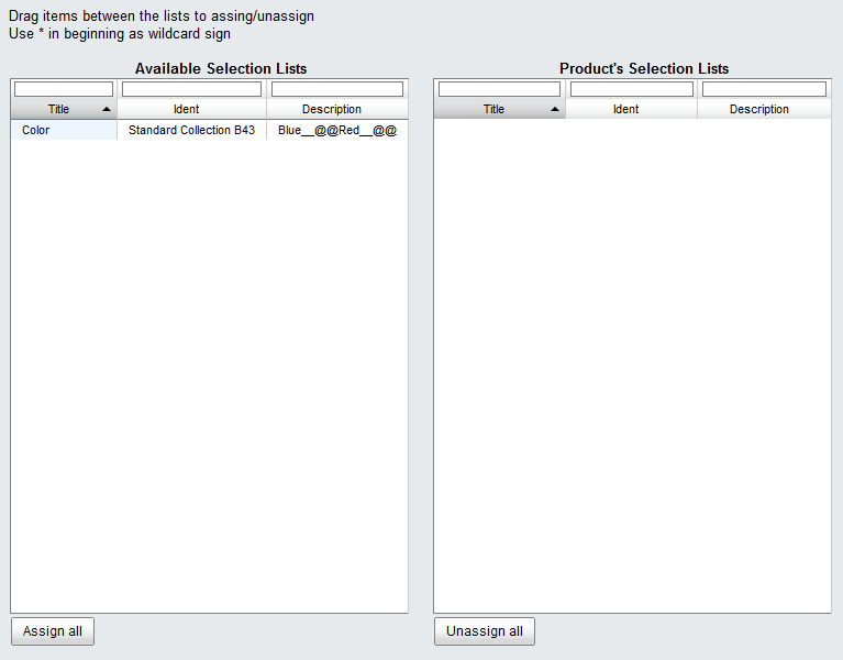 Assign Selection Lists