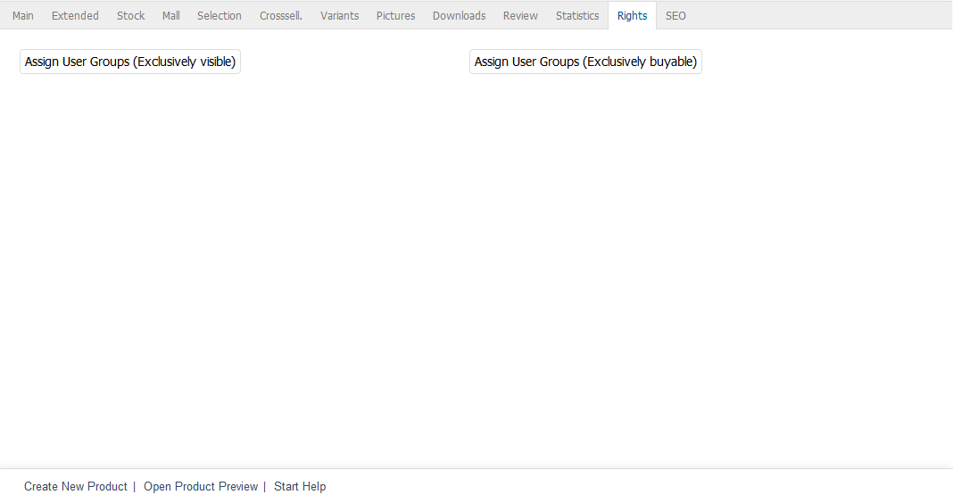 Products – Rights tab