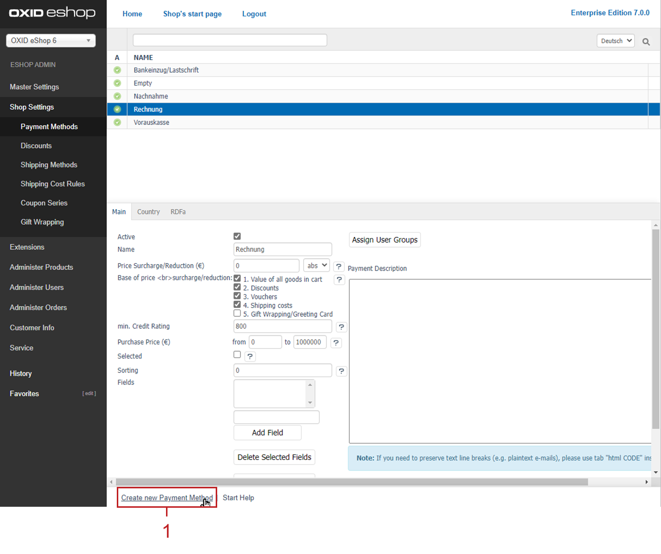 Creating a new payment method