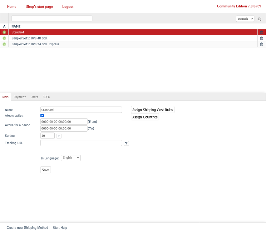 Shipping methods