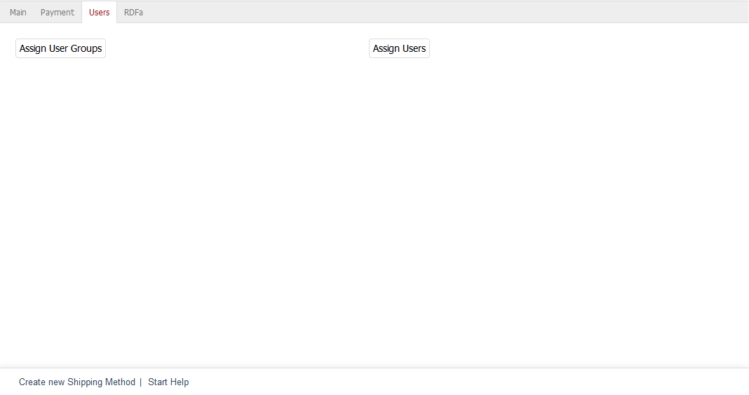 Shipping methods - Users tab