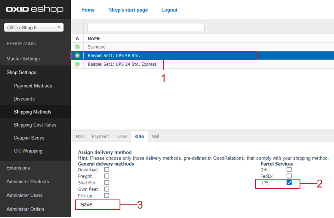 Embedding shipping method information