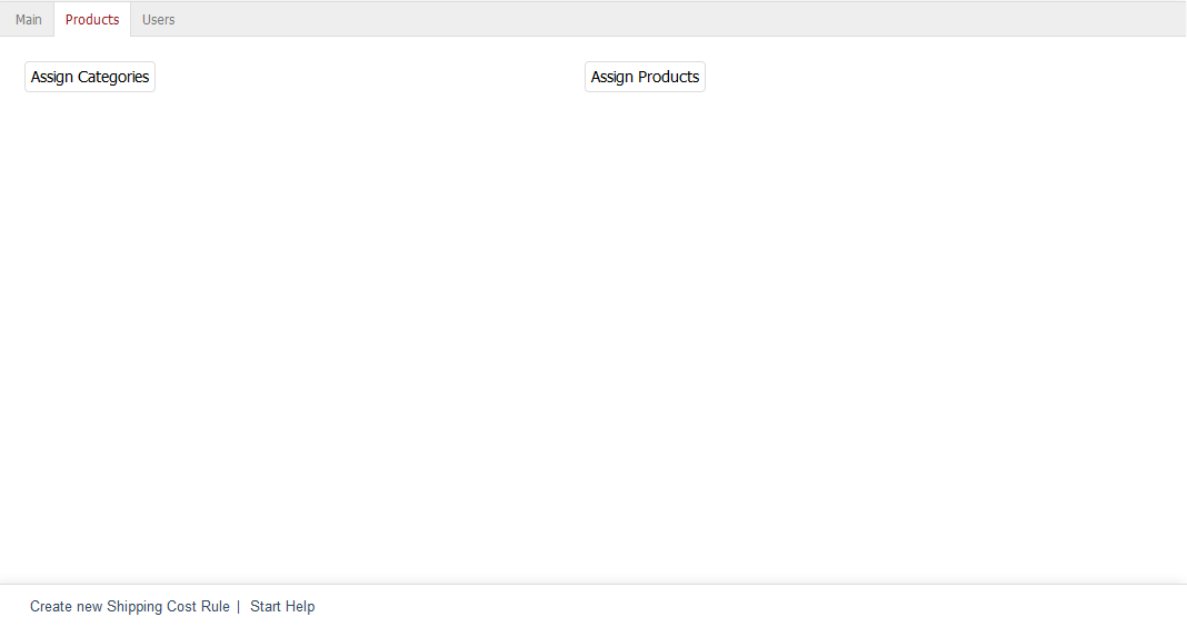 Shipping cost rules - Products tab