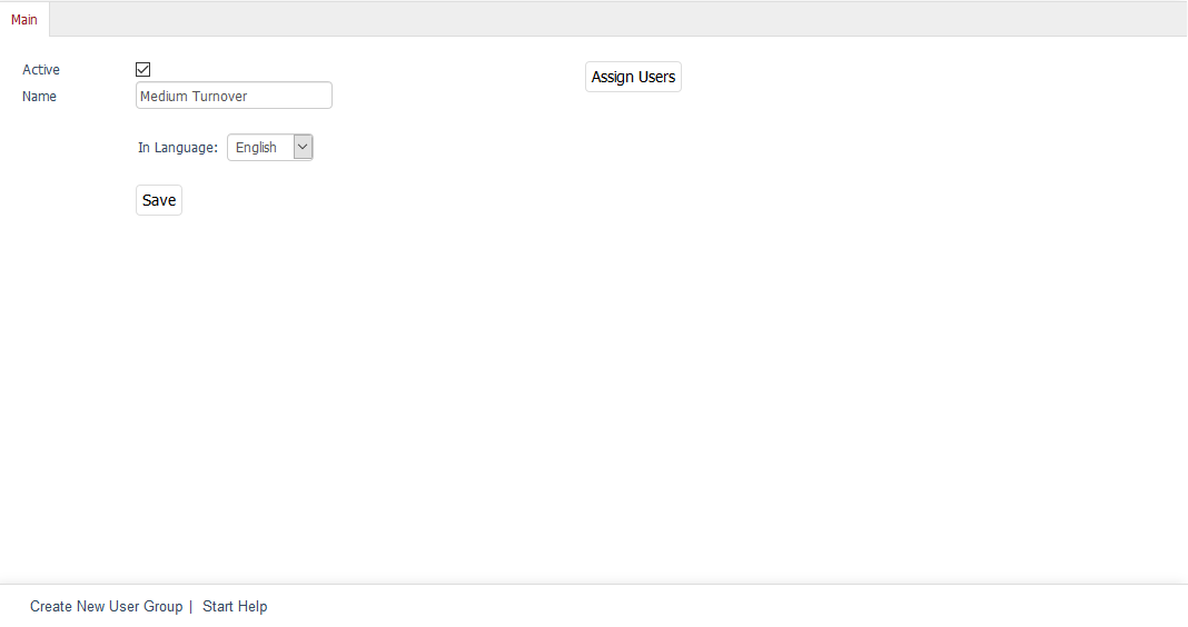 User groups - Main tab