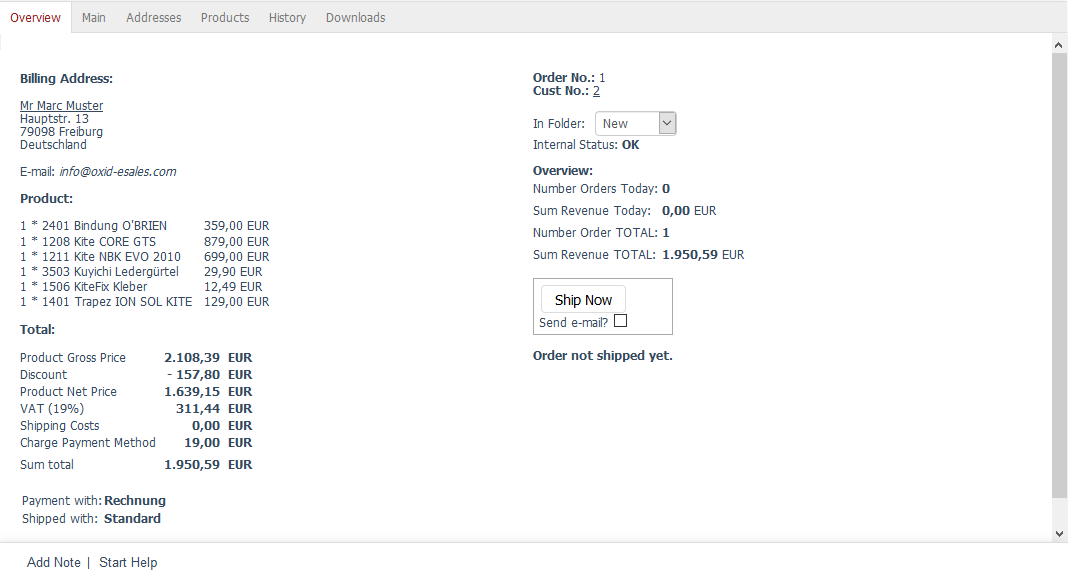 Orders - Overview tab
