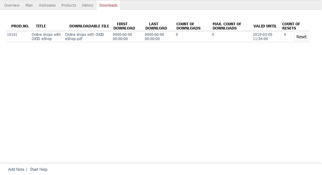 Orders - Downloads tab
