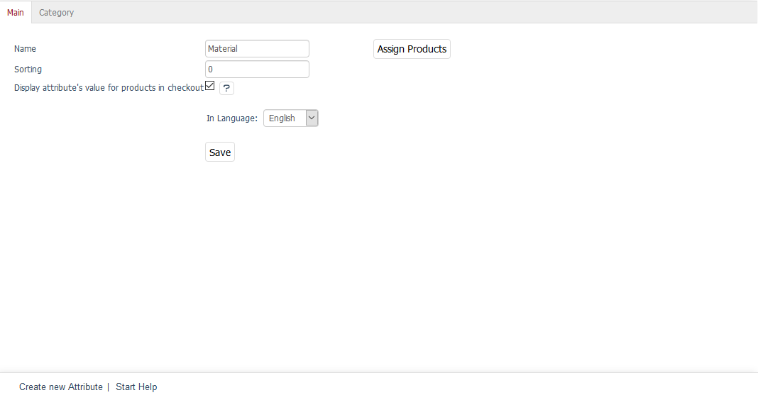 Attributes - Main tab