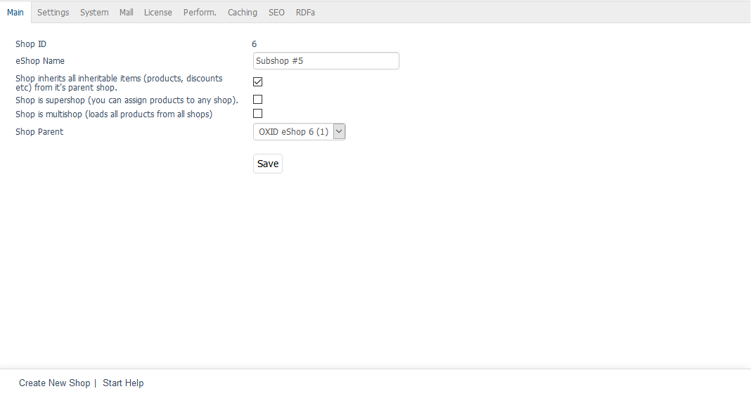 Create new shop with inheritance
