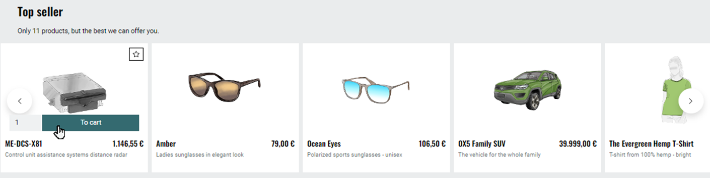 Displaying the promotion type Top seller
