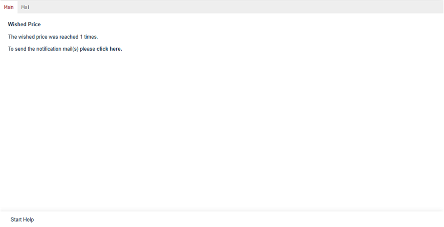 Sending the requested price email