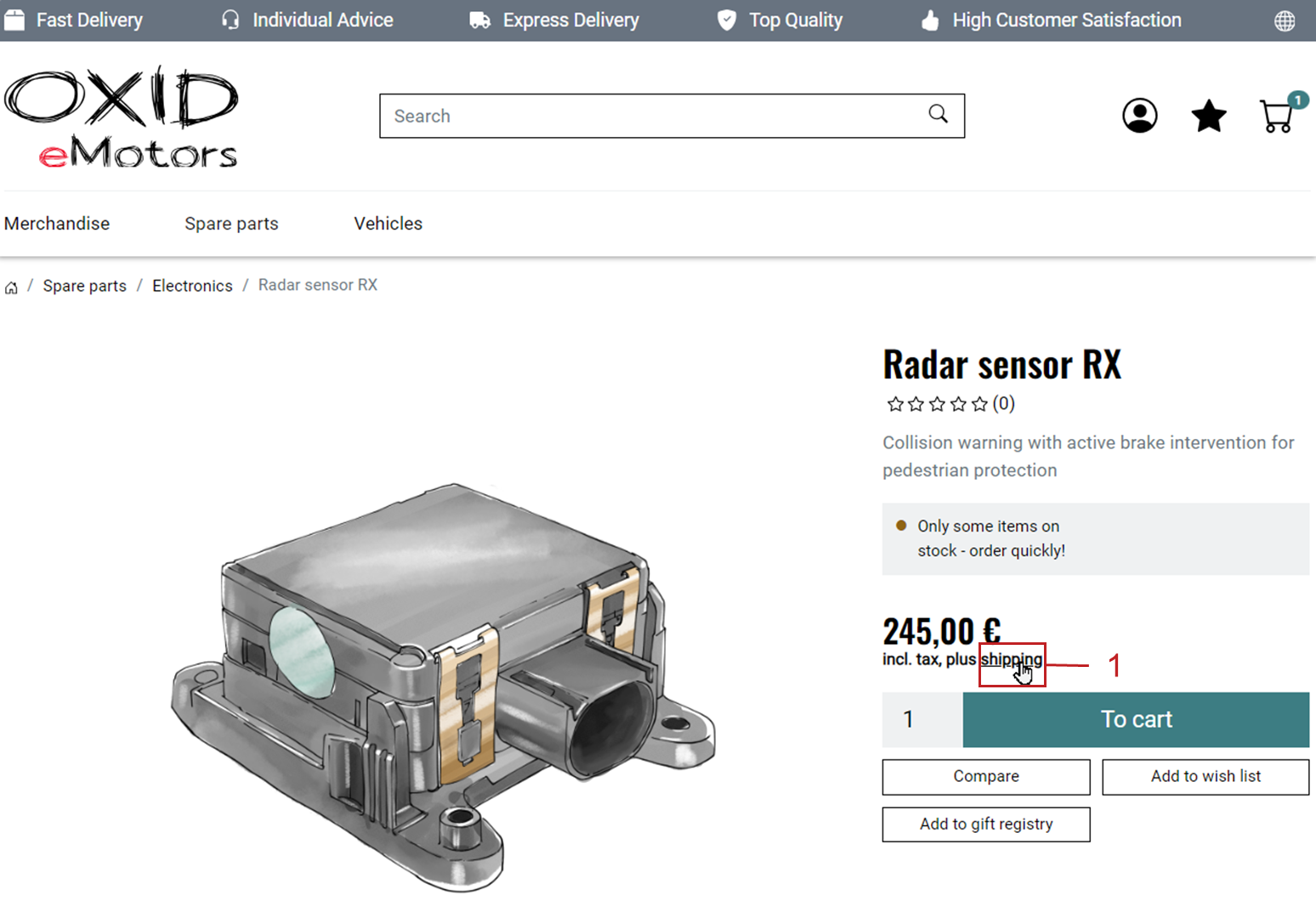 Link to the shipping costs overview