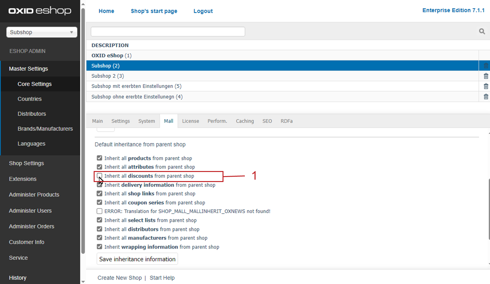 Disabling inherited discounts