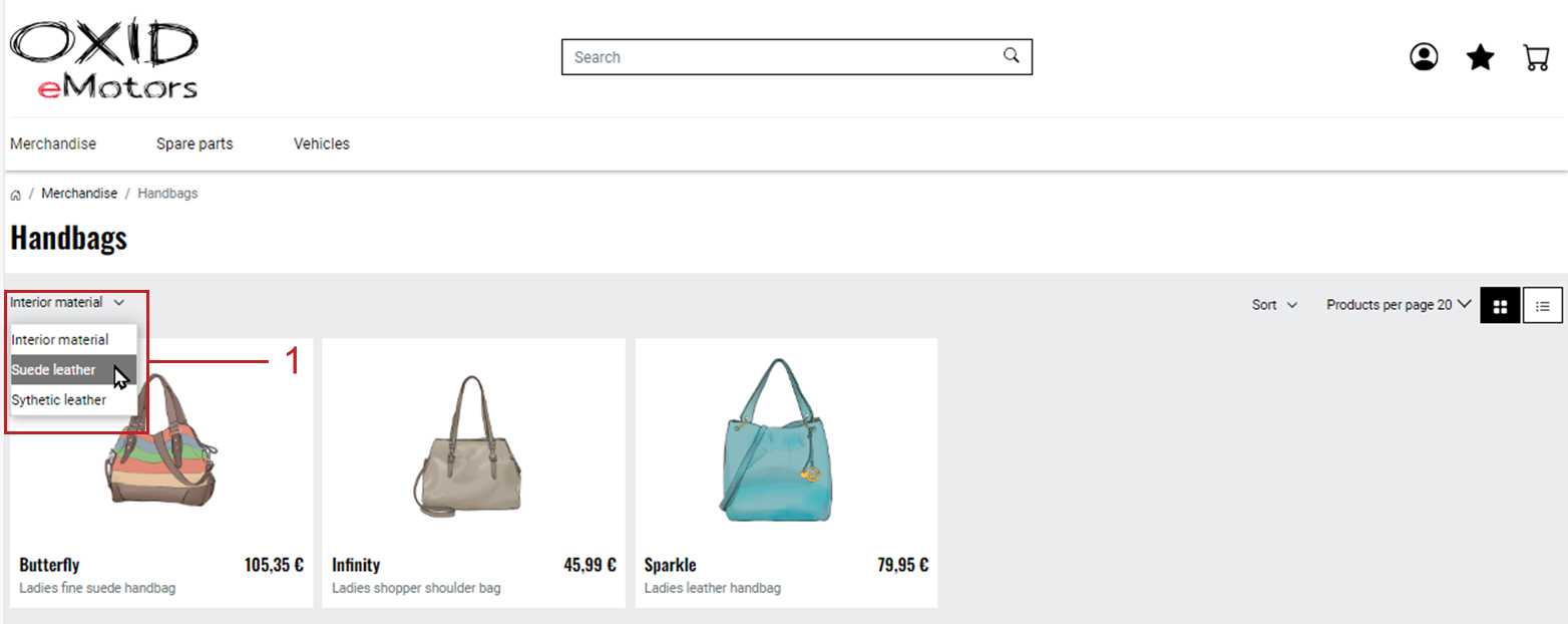 Filtering products in the category view