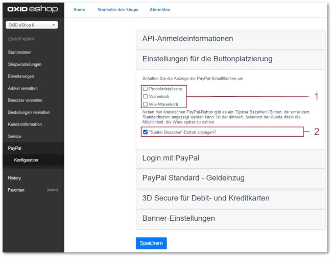 Anzeige der PayPal-Buttons steuern