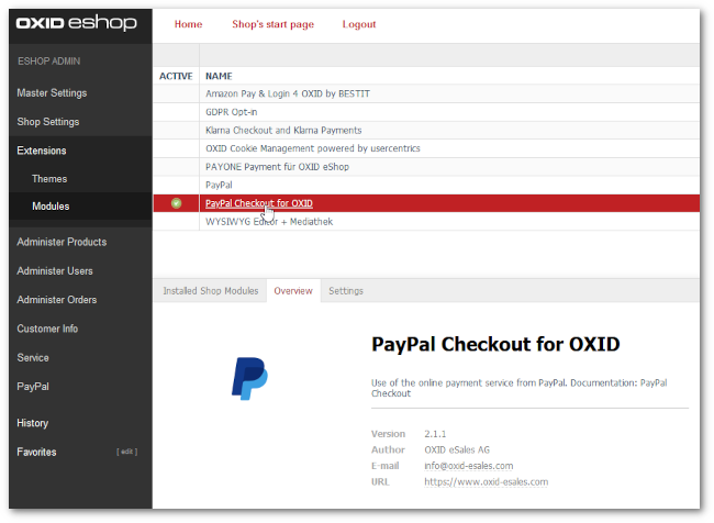 PayPal Checkout for OXID installed successfully