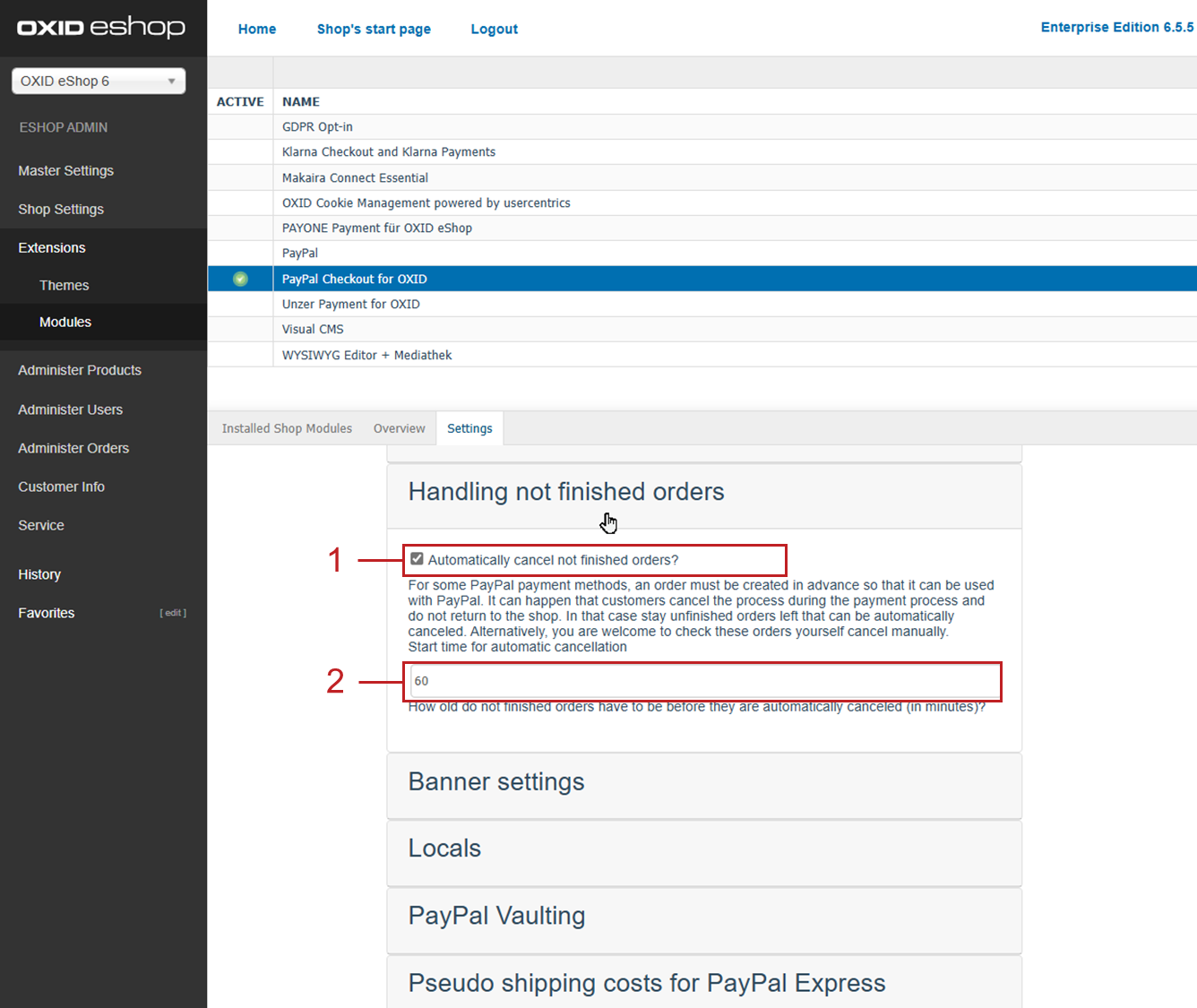 Configuring automatic deletion of incomplete orders.