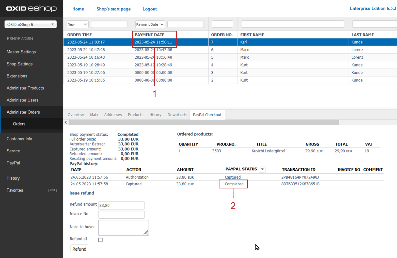 Reserved payment: Checking the PayPal status