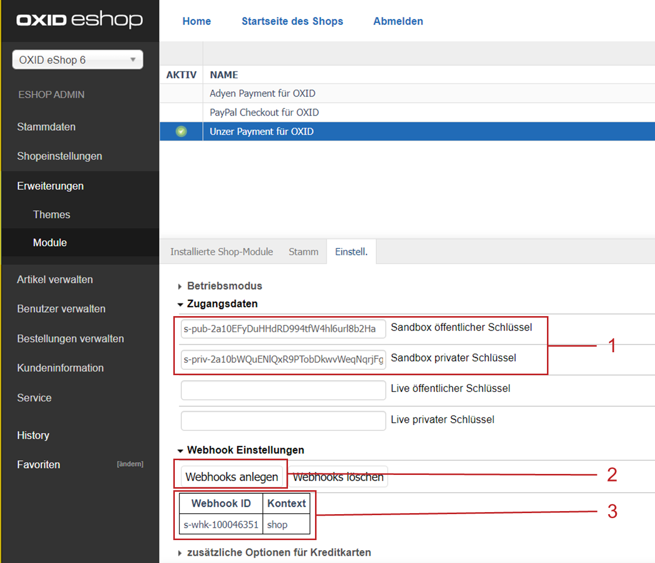 Webhook registrieren