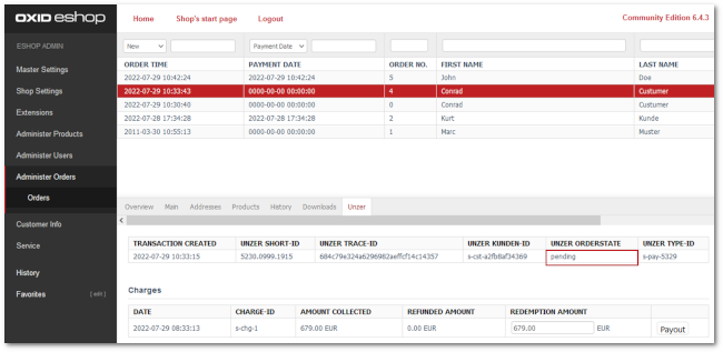 Unzer order state: pending