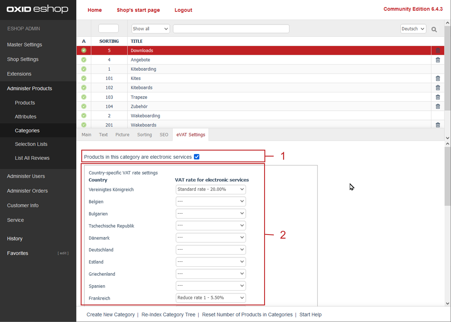 Defining items of a category as electronic services