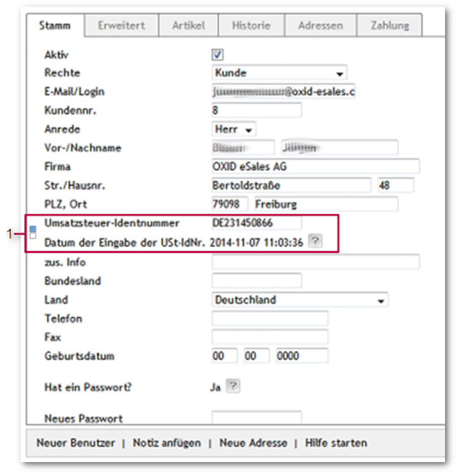 Displaying VAT ID